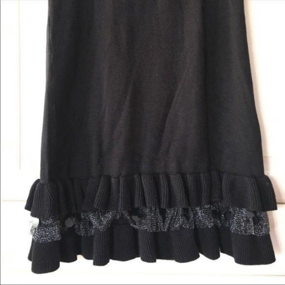 The Children’s Place Black Knit Dress Short Sleeves Ruffle Size 10 12 Celebratio - Picture 5 of 8